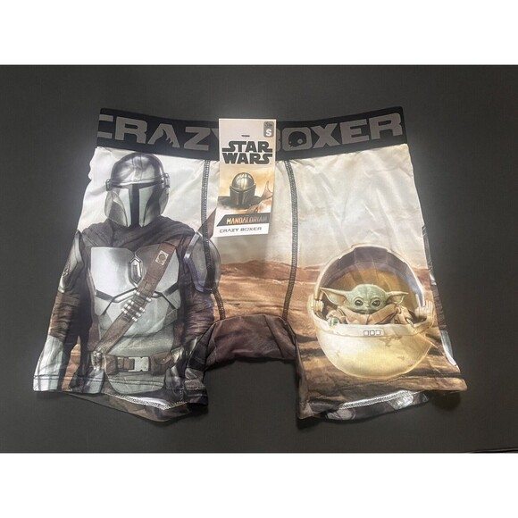 NWT Crazy Boxer Star Wars The Mandalorian Baby Yoda Boxer Brief Mens S Soft Cozy - Picture 1 of 2